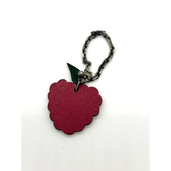 Raspberry Hermès bag charm with antique silver-tone‎ hardware*WITH BAG - Picture 1 of 3